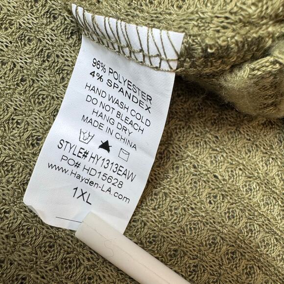 Hayden Women 1XL Colorblock Waffle Knit Tie Front Long Sleeve Top NWT - Picture 7 of 9